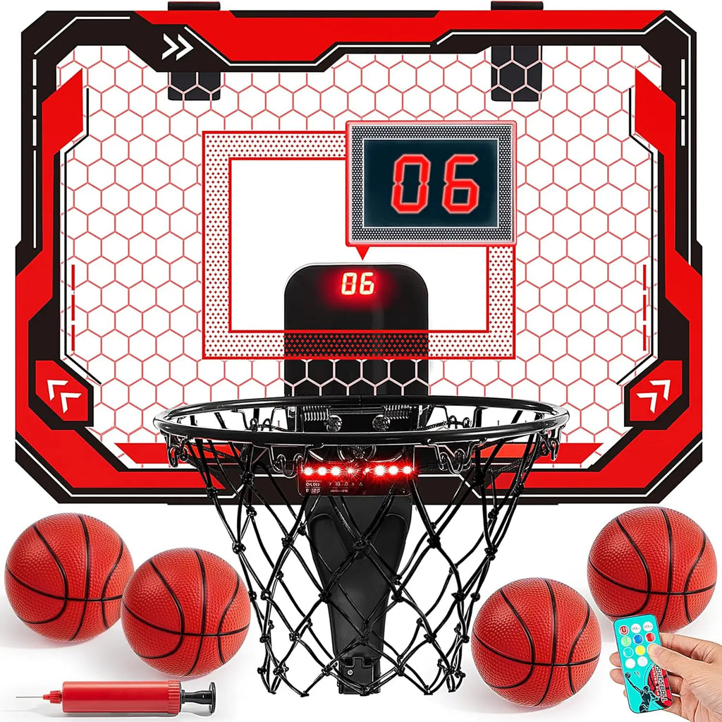 Indoor Light Up Basketball Hoop Over The Door.