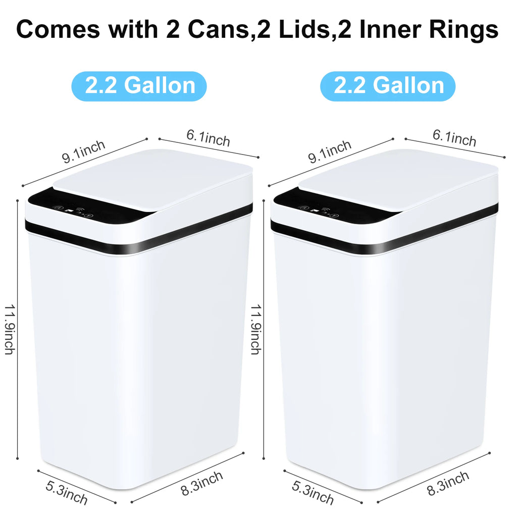 2 Pack 12L  Automatic Trash Cans Touchless Motion Sensor Slim with Lid