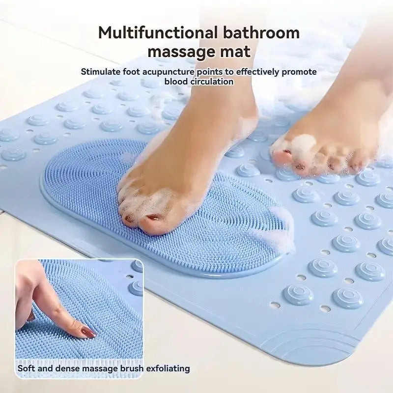 1pc non-slip shower mat. Drain holes and suction cups, foot massage.