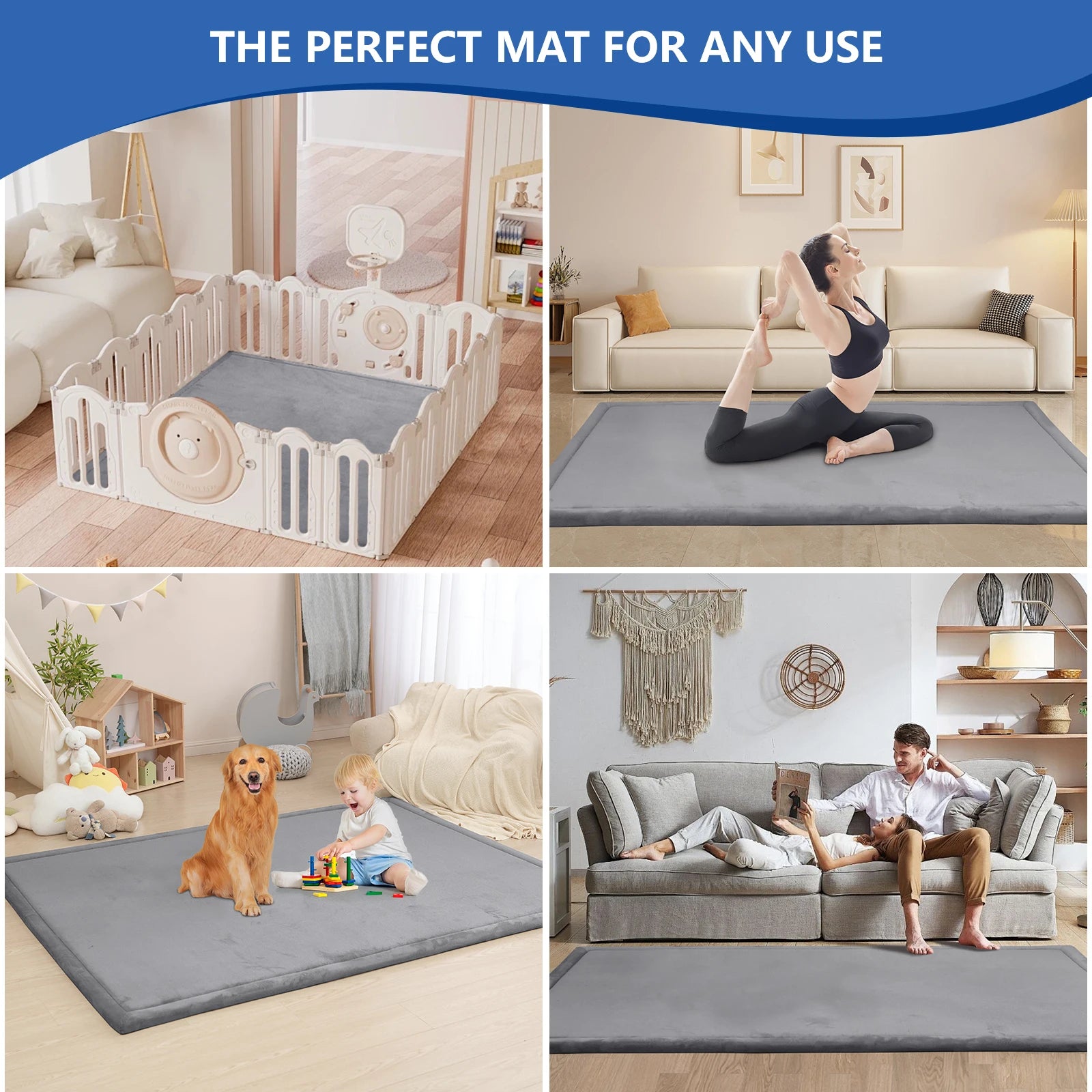 1.3" Thick Large Tatami Carpet Baby Play Mat Non-Slip