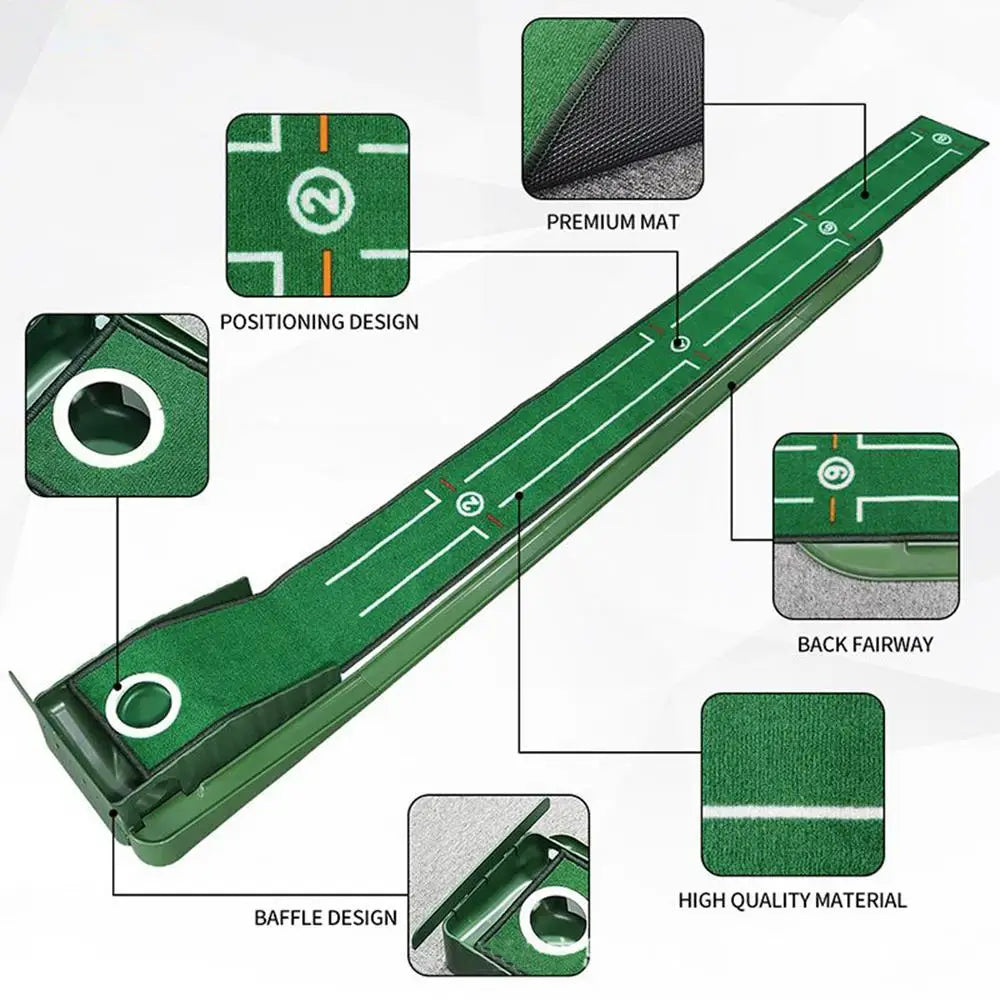 Home Golf Putting Mat. Golf Practice Velvet Mat. Automatic Ball Return