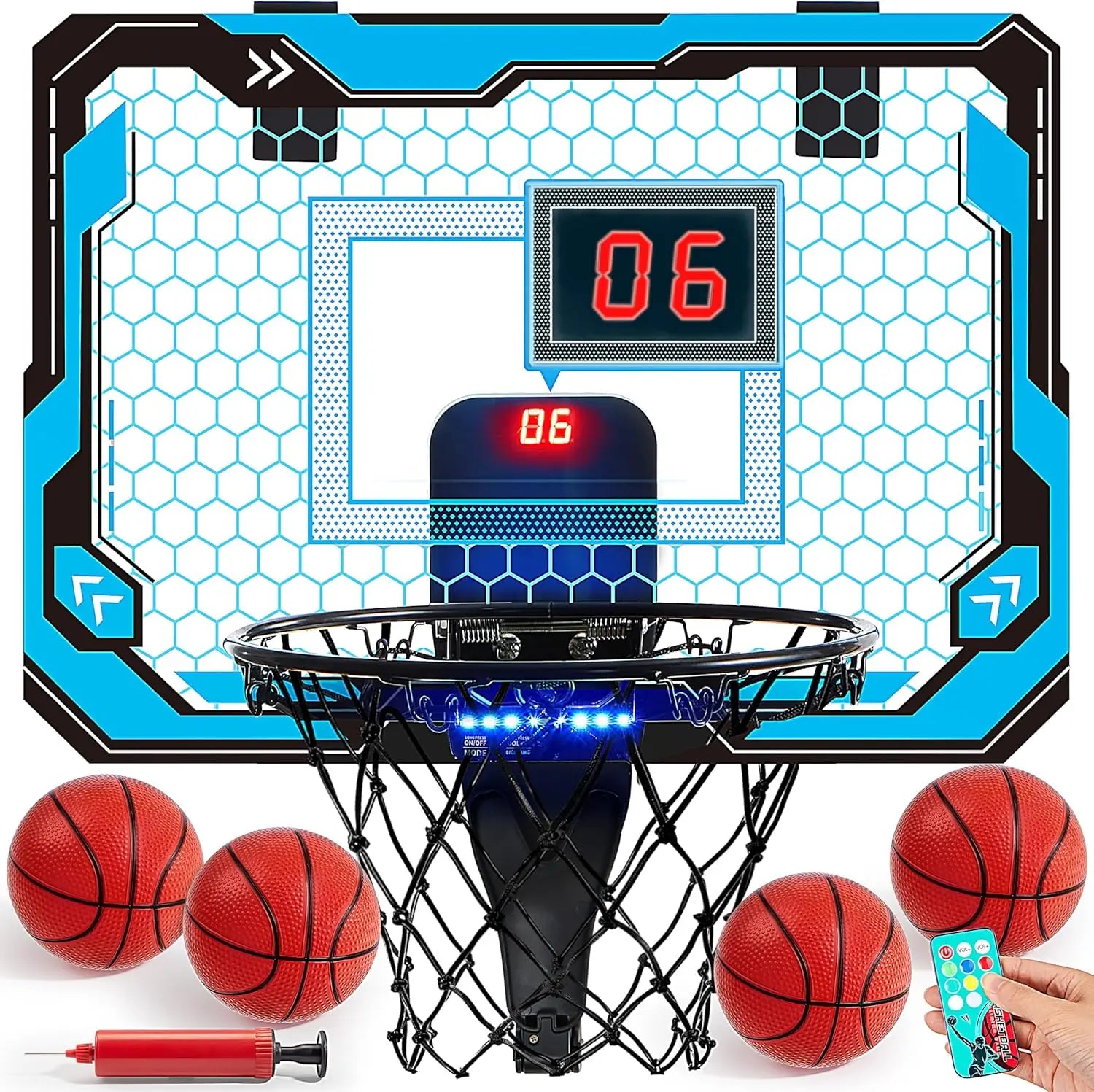 Indoor Light Up Basketball Hoop Over The Door.