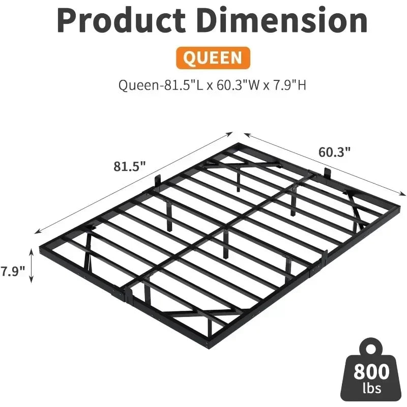 Floating Bed Frame Queen with LED Lights, Modern Metal Platform,