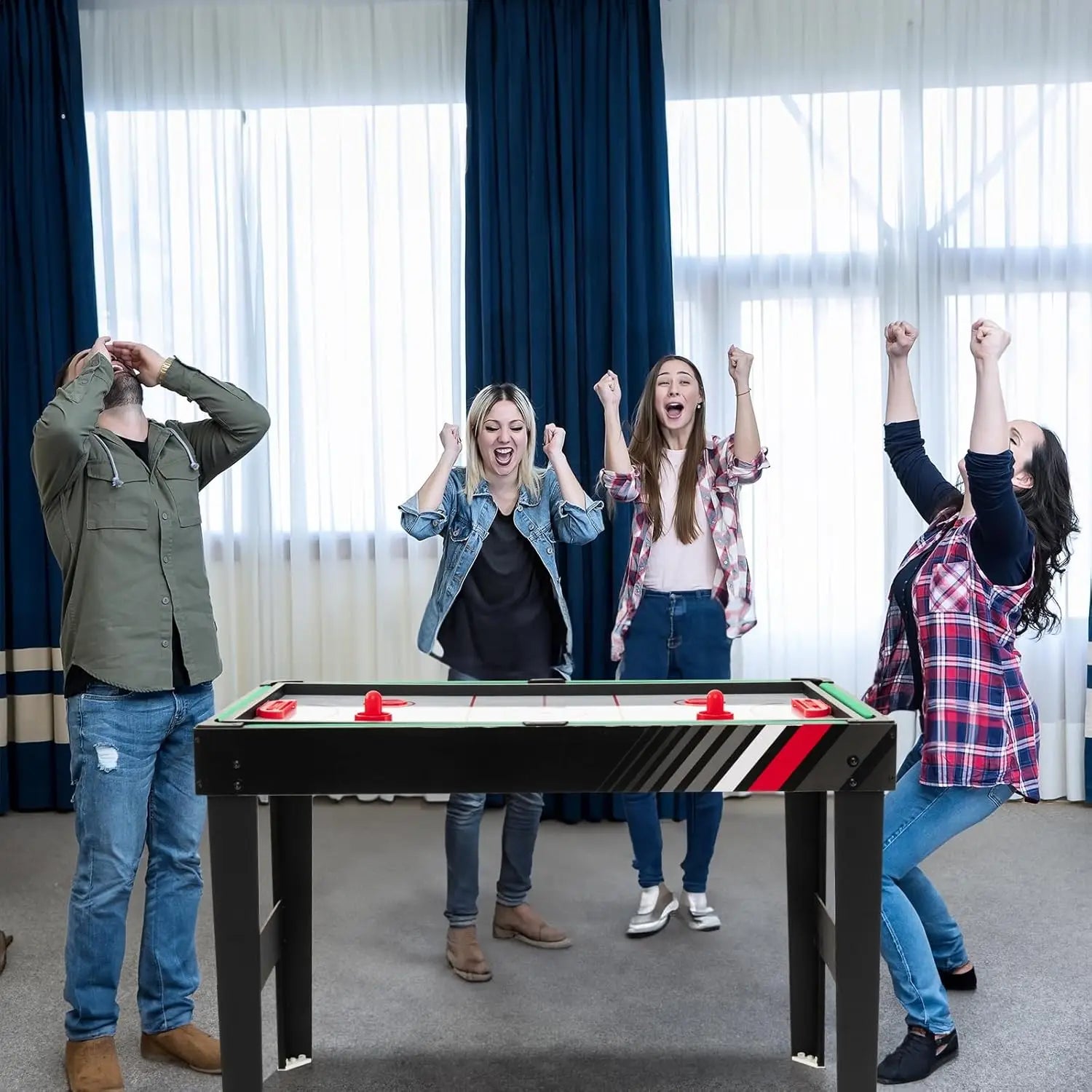 4 in 1 49 inch Multi Game Table with Foosball, Pool Billiards, Air Hockey & Table