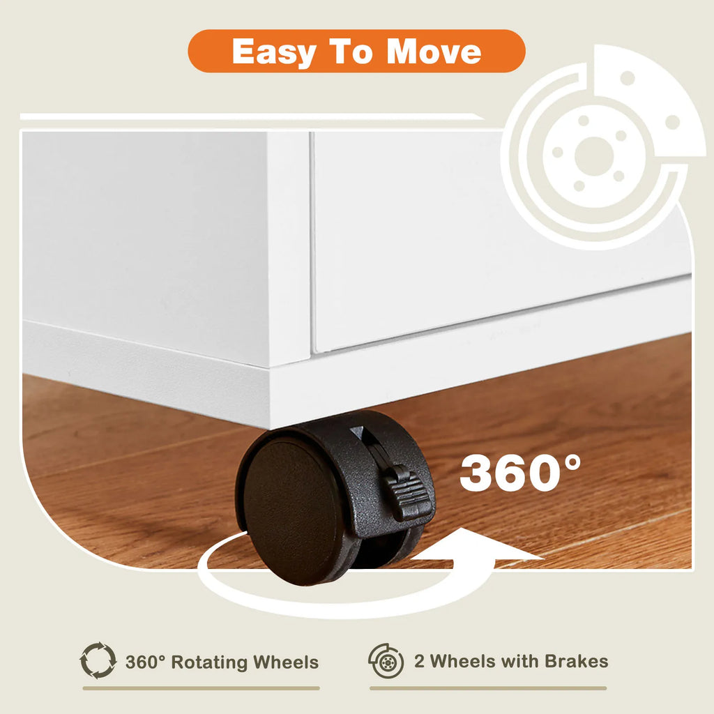 Wood Nightstand Cabinet 5 Drawers Waterproof Surface