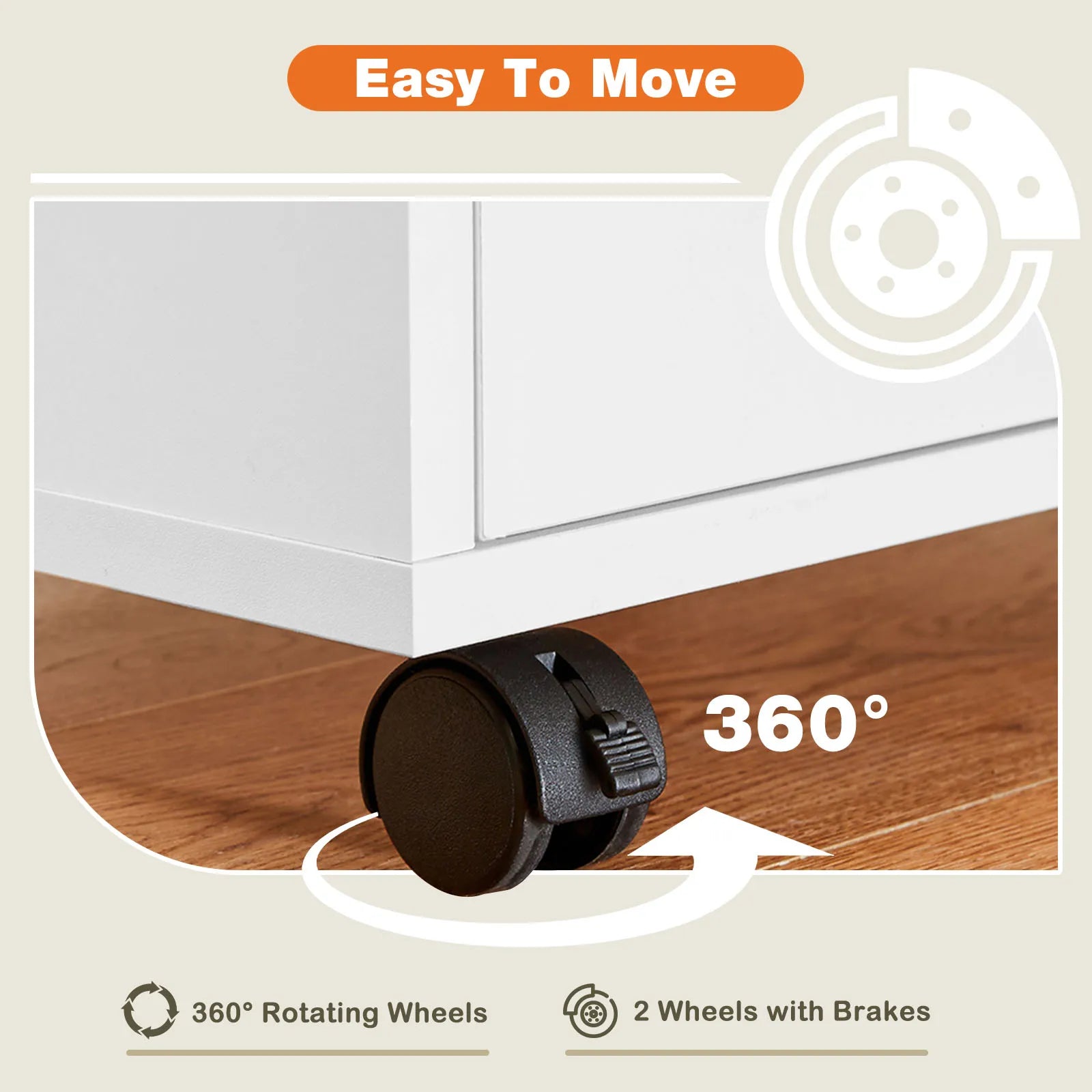 Wood Nightstand Cabinet 5 Drawers Waterproof Surface