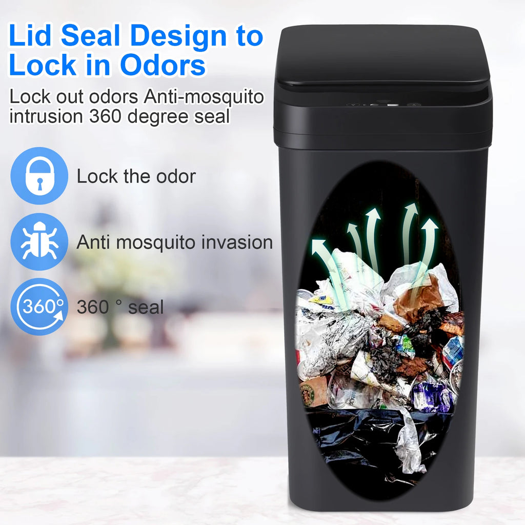 2 Pack 12L Bathroom Automatic Trash Can Touchless Motion Sensor