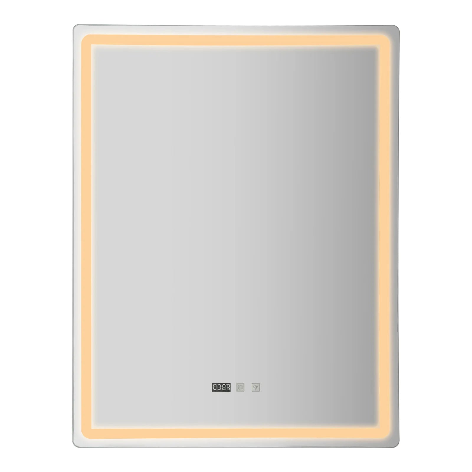 Rectangle Tri-Color Dimmable LED Mirror with Display Demist Touch IP54 Waterproof.