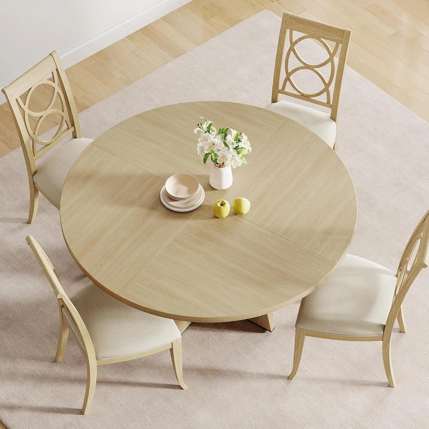 120 x 120 x 53 cm Round Dining Table for 4-6 People