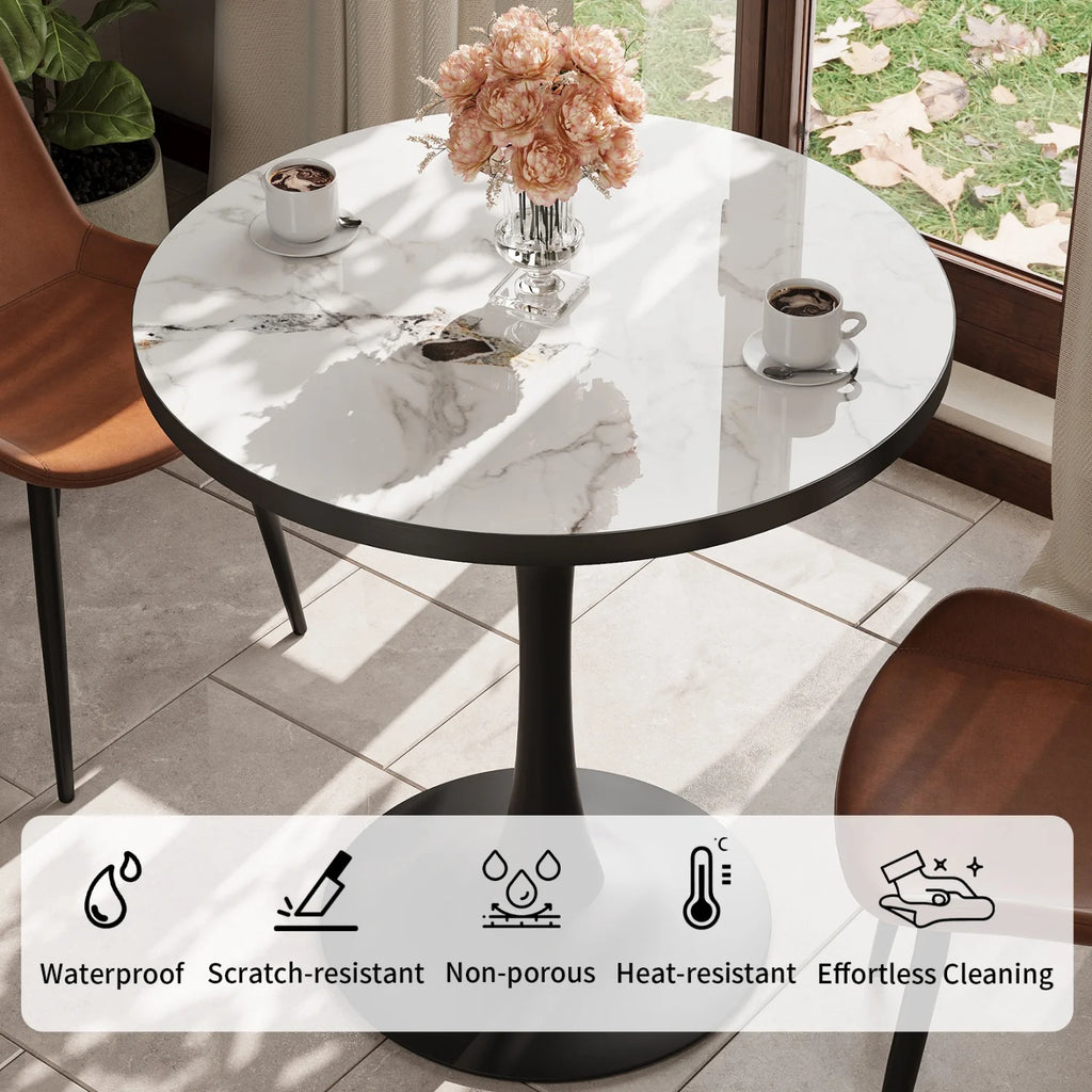 Dining Room Circle Dinner Pedestal Table Furniture Coffee Table for 2-3
