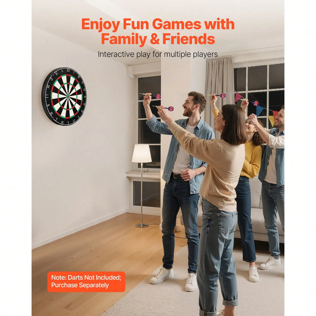 Dart Board, High-Grade Self-Healing Sisal Fiber. With Staple-Free Bullseye,
