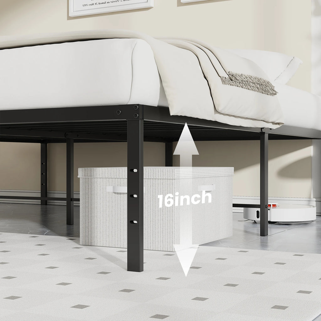Metal Platform 16IN Tall Basic Bed Frame Sturdy Steel.
