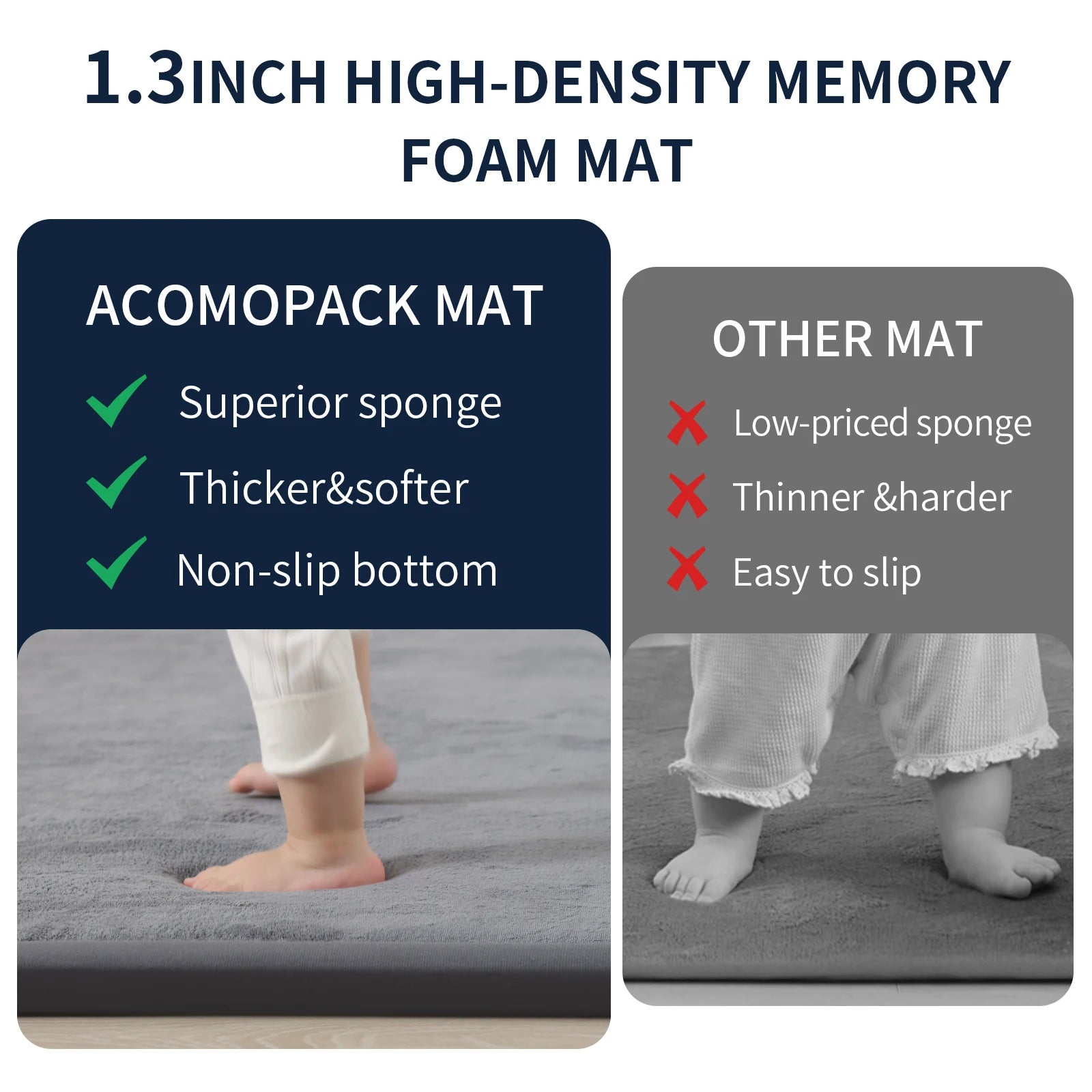 1.3" Thick Large Tatami Carpet Baby Play Mat Non-Slip
