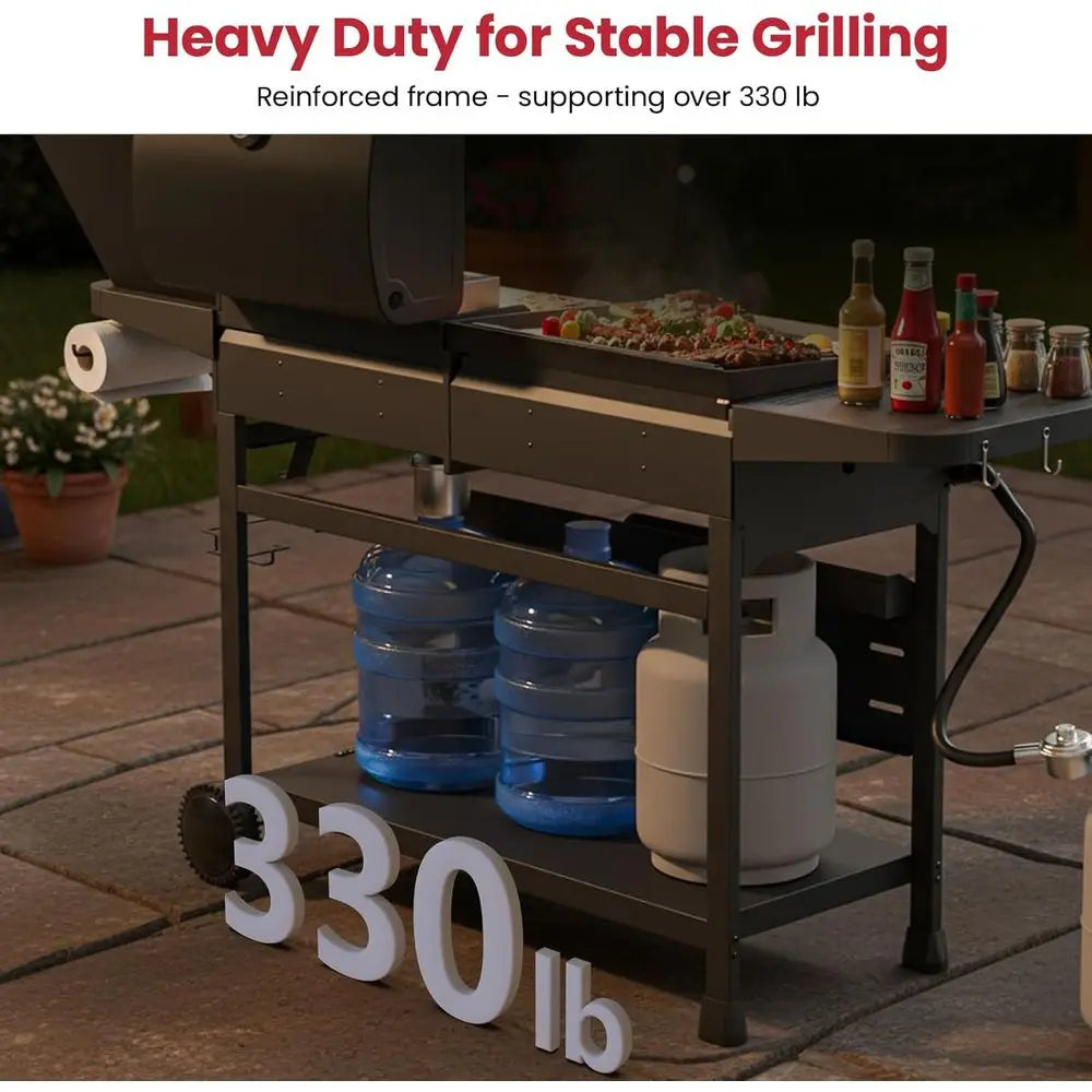 5-Burner Propane Grill Griddle Combo with Side Burner, Triple-Zone BBQ Gas Grill,