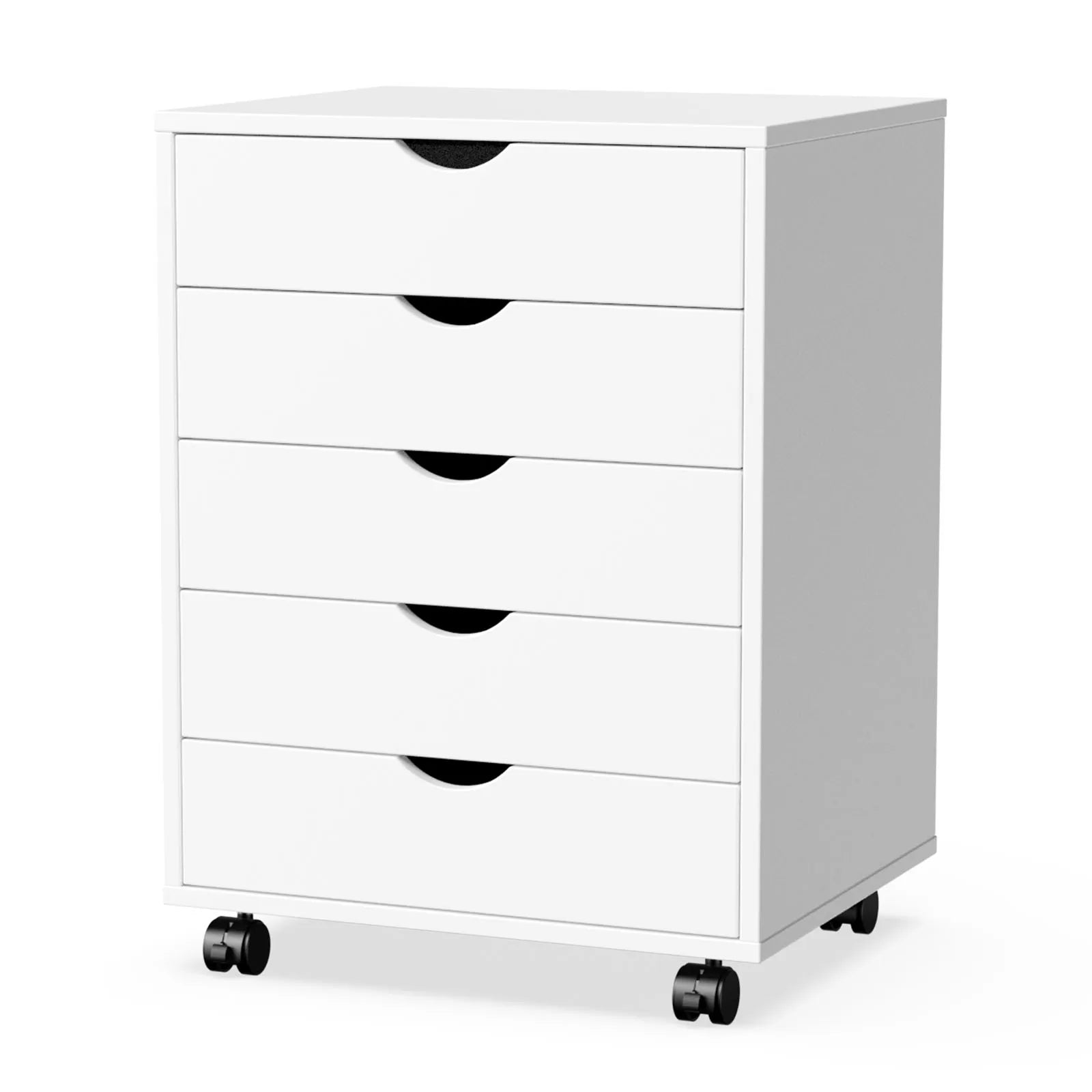 Wood Nightstand Cabinet 5 Drawers Waterproof Surface