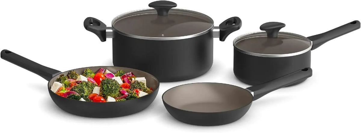 Set 12 Piece Pots and Pans Utensils Nonstick  Compatible Nylon Aluminum