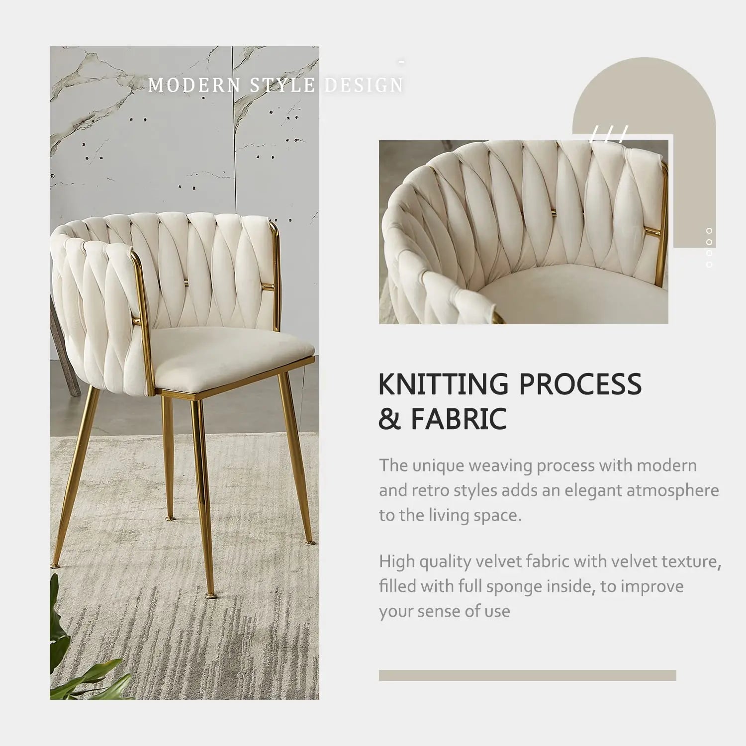 Velvet Dining Chairs Set of 2,