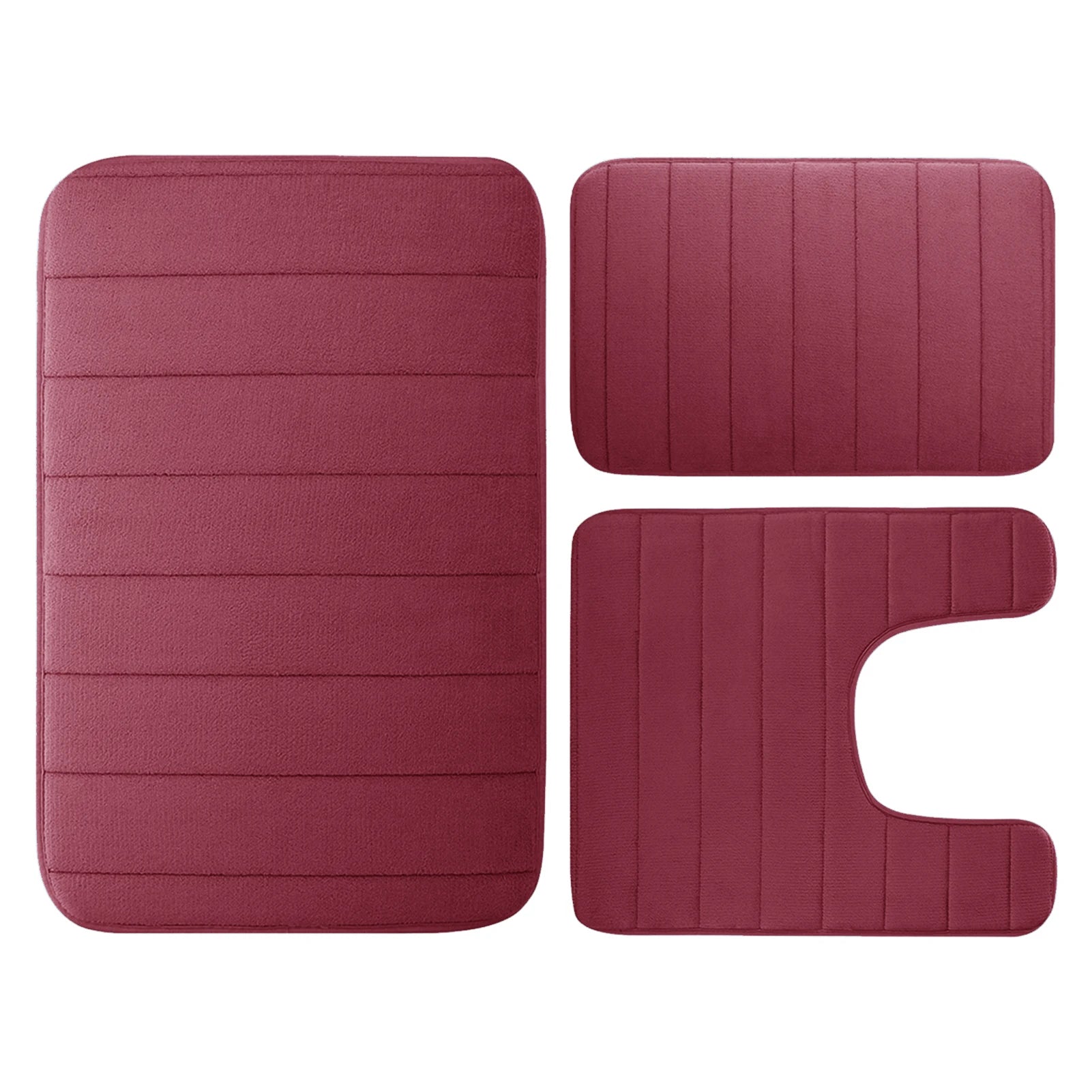 Velvet Memory Foam Bathroom Rug Set Of 3 Water Absorption Non Slip Extra Soft Bath Mats Machine Washable&Dry Toilet Floor Mat
