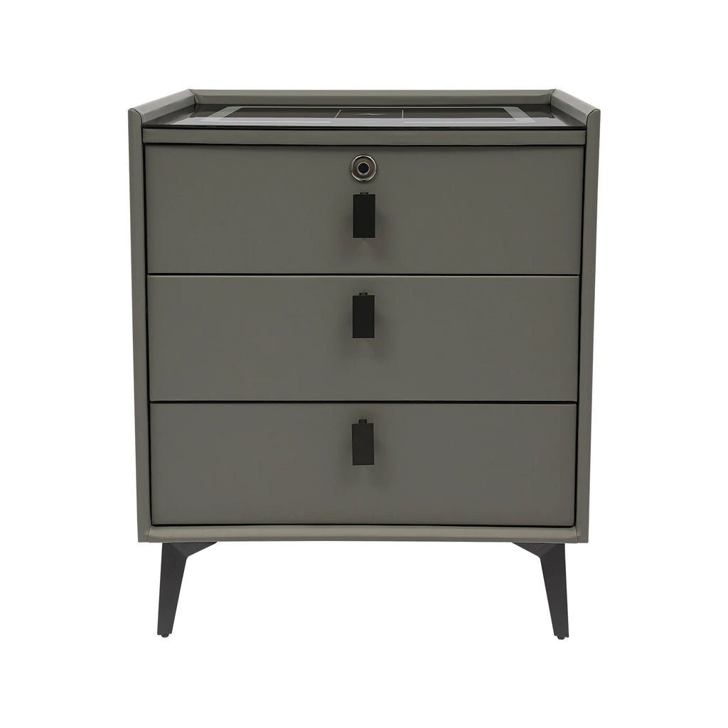 Smart Nightstand/Built-in Bluetooth Speaker, Fingerprint Lock/Wireless Phone Charging