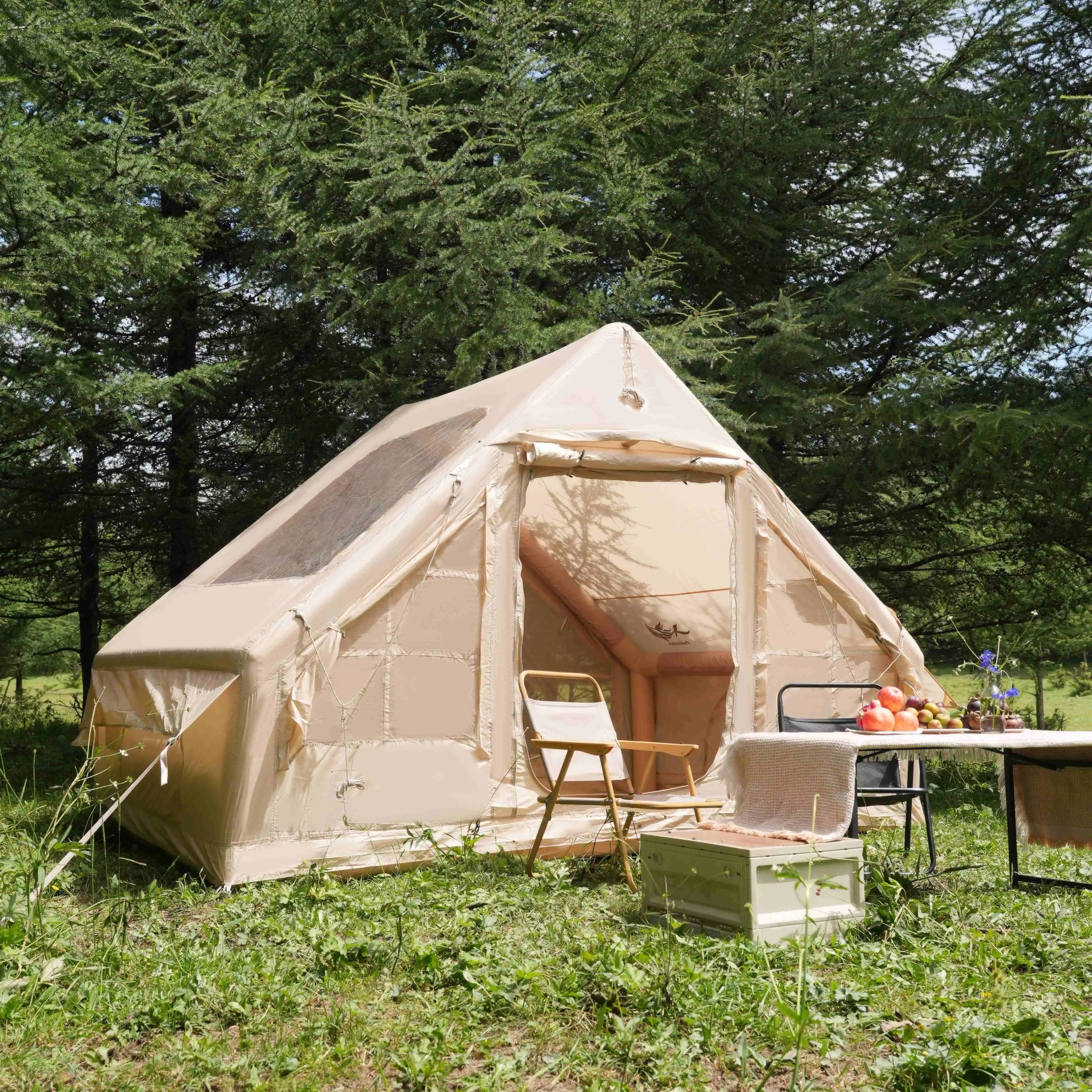 Inflatable Tent With Skylight, Quick Setup Blow Up Tents With Pump, 4-6 Peson