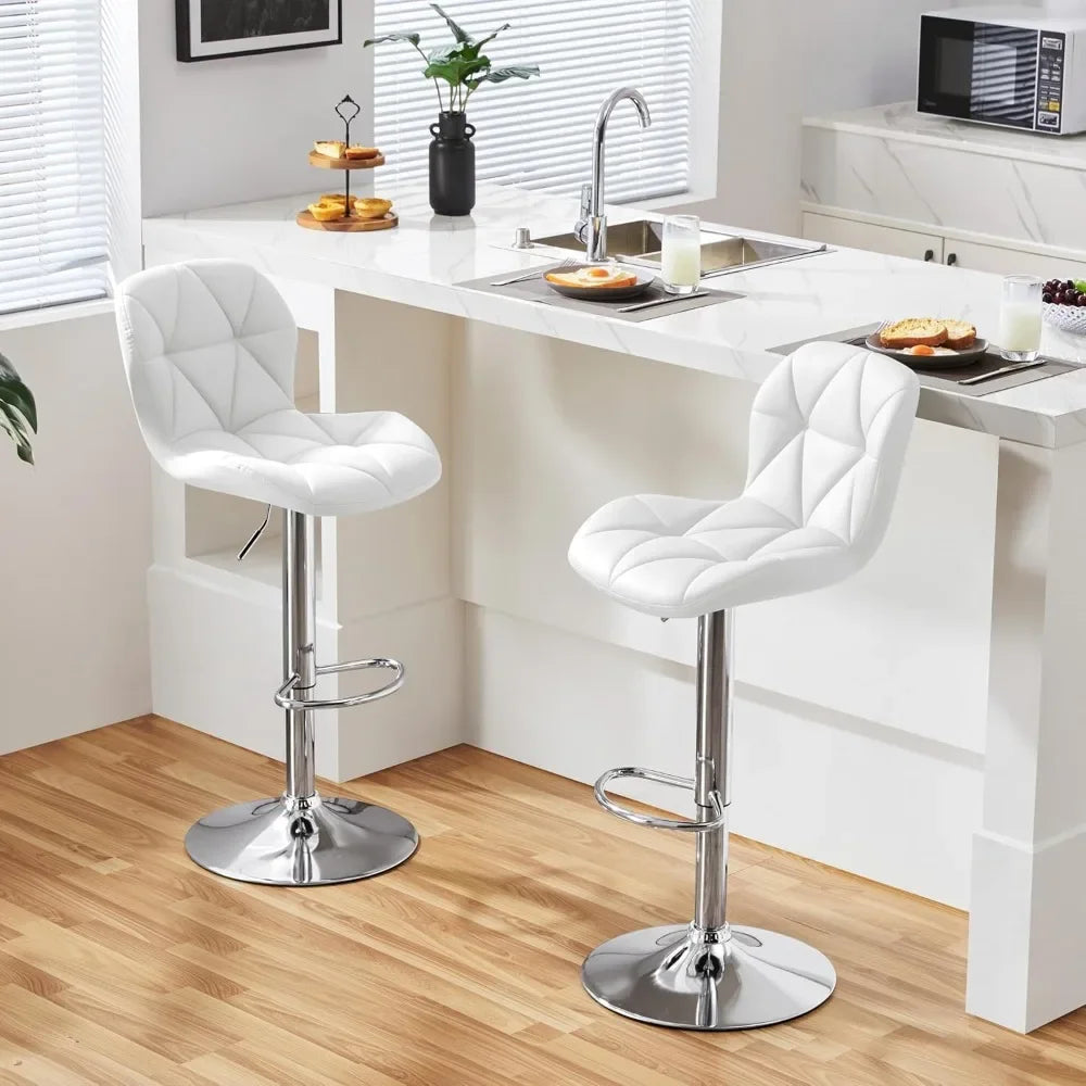 Height Adjustable Swivel Barstools PU Leather Counter Stools with Bracket