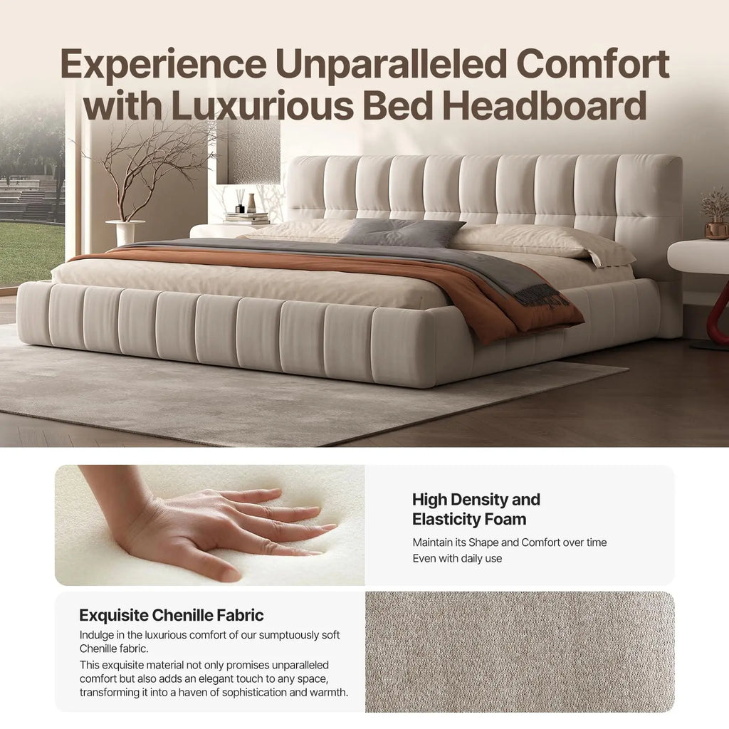 Queen Size Modern Cloud Platform Bed with 38.5-inch High Headboard/Footboard,