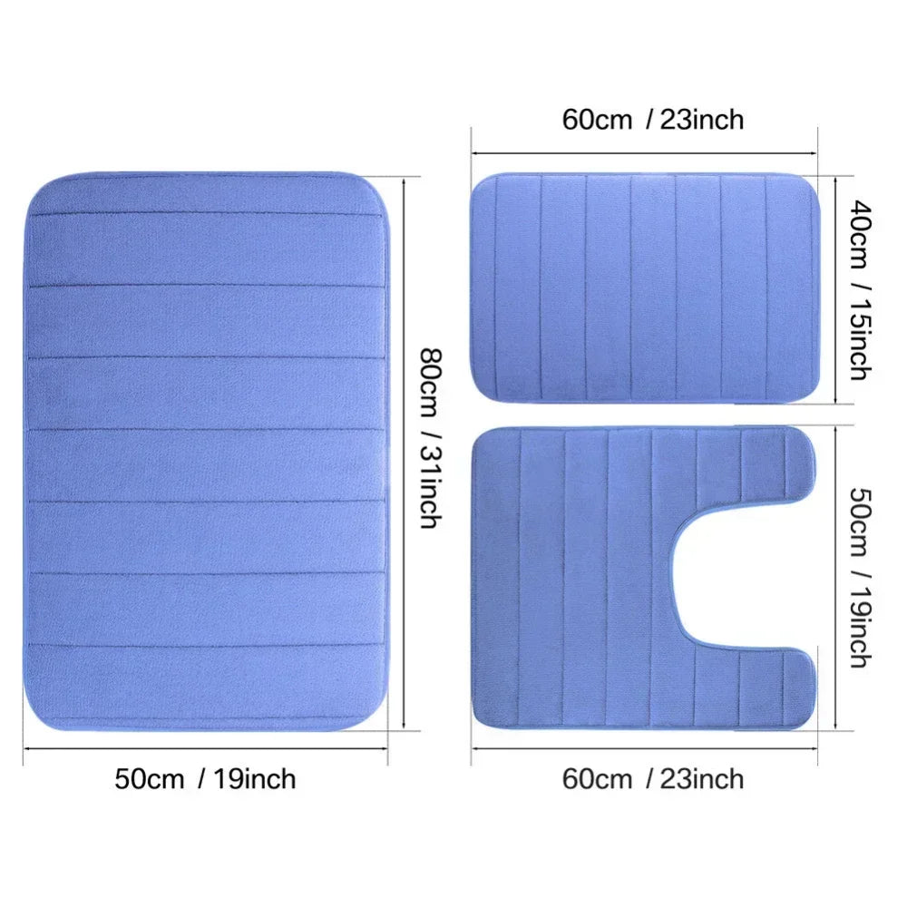 Black Memory Foam Bath Mat Soft Comfortable Super Water Absorption Non-Slip