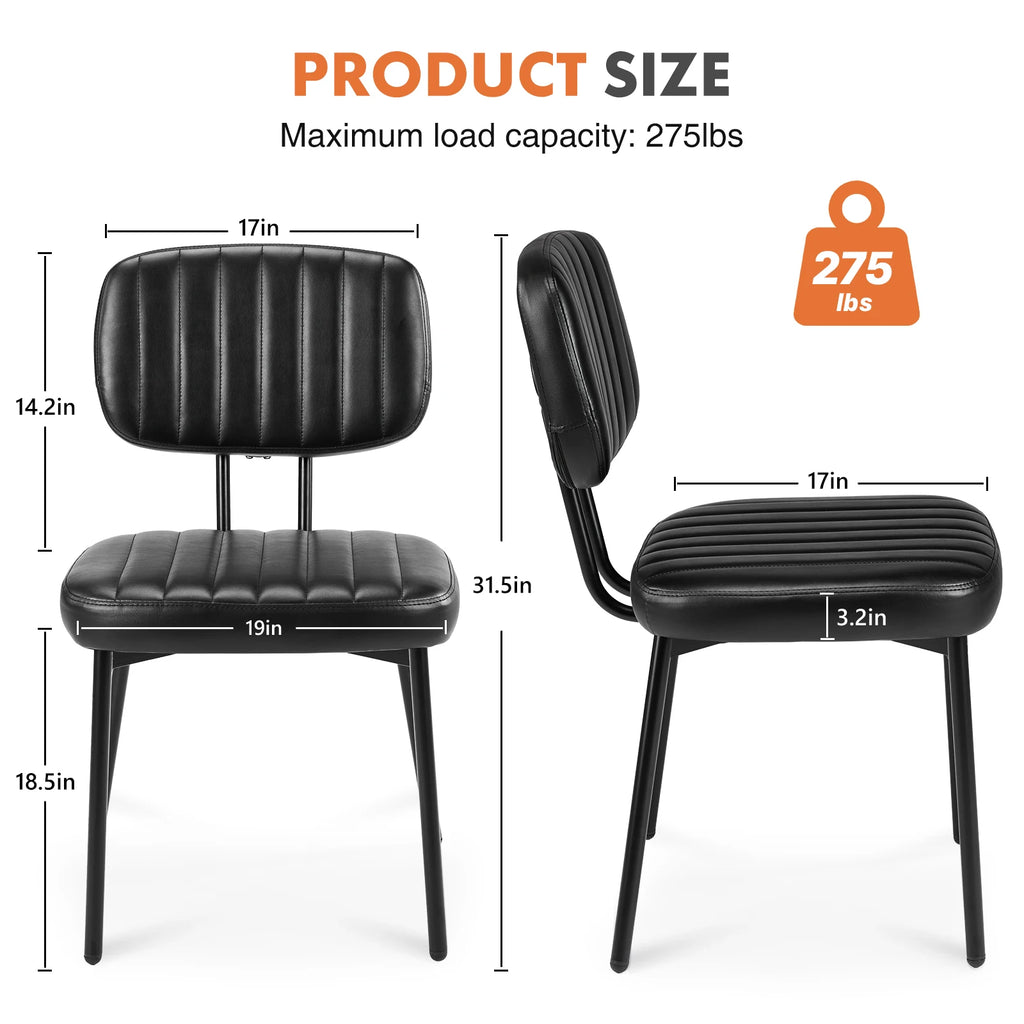 Faux Leather Modern Dining Chairs Set of 2 Ergonomic Lumbar Support