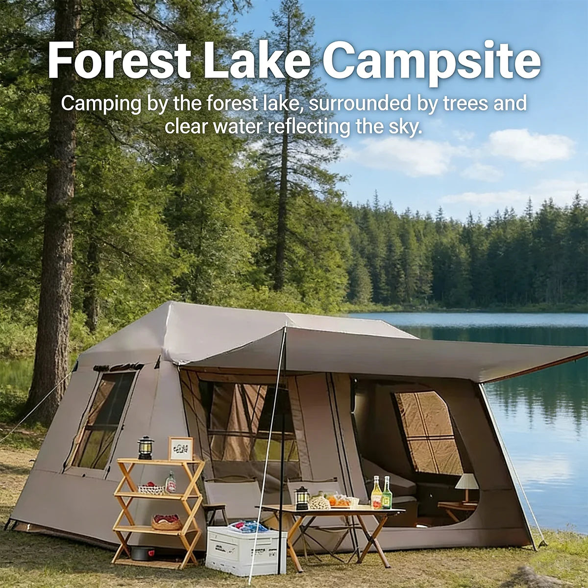 3-Second Fully Automatic Quick-Set Outdoor Camping Tent with Built-in Front Awning