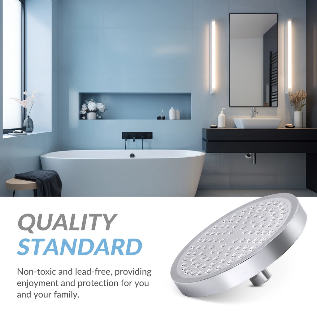 Shower Head High Pressure Rain Adjustable Stainless Steel 6 Inch Wall Mounted