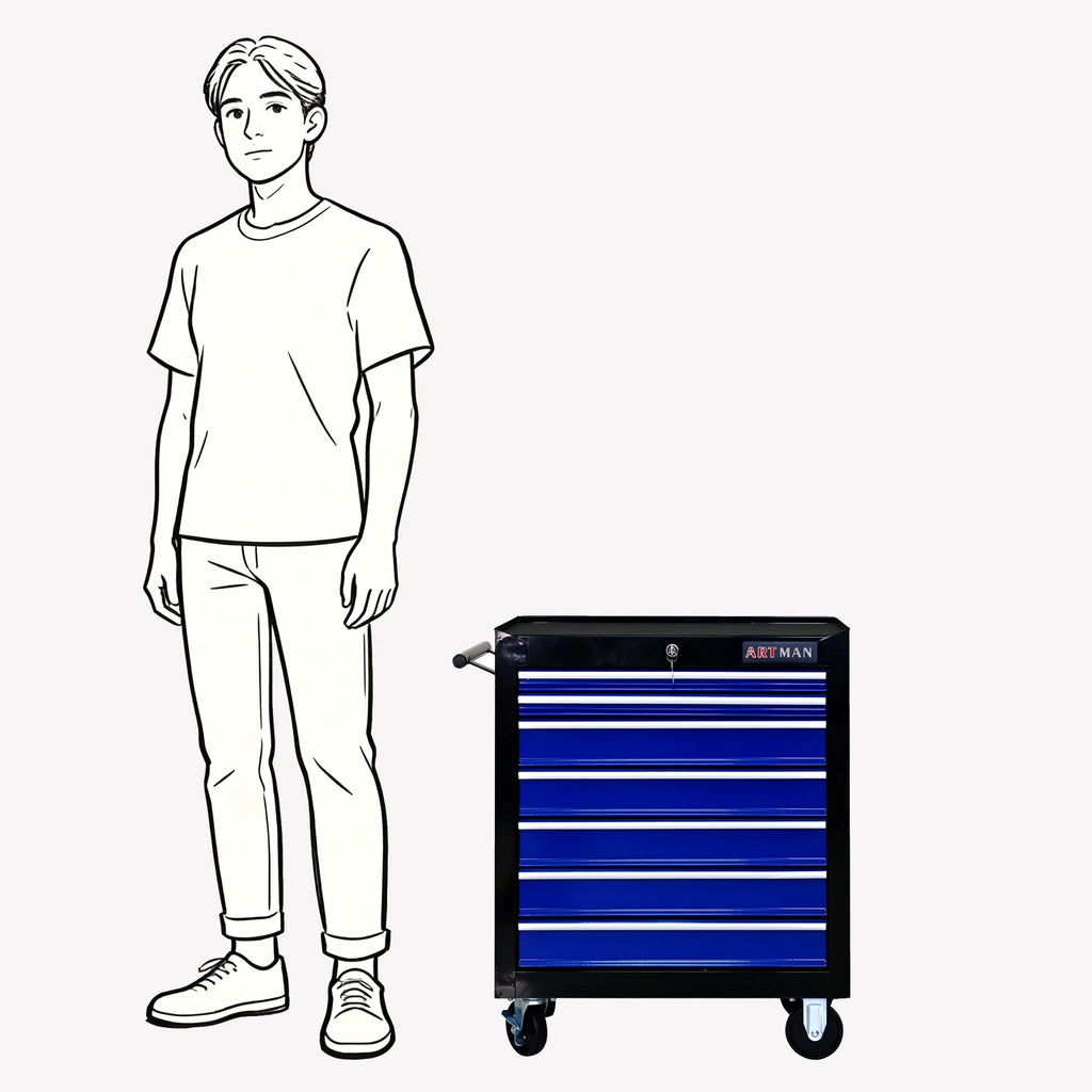 Cabinet, Box, 7 Drawer Rolling Tool Box with Key Lock