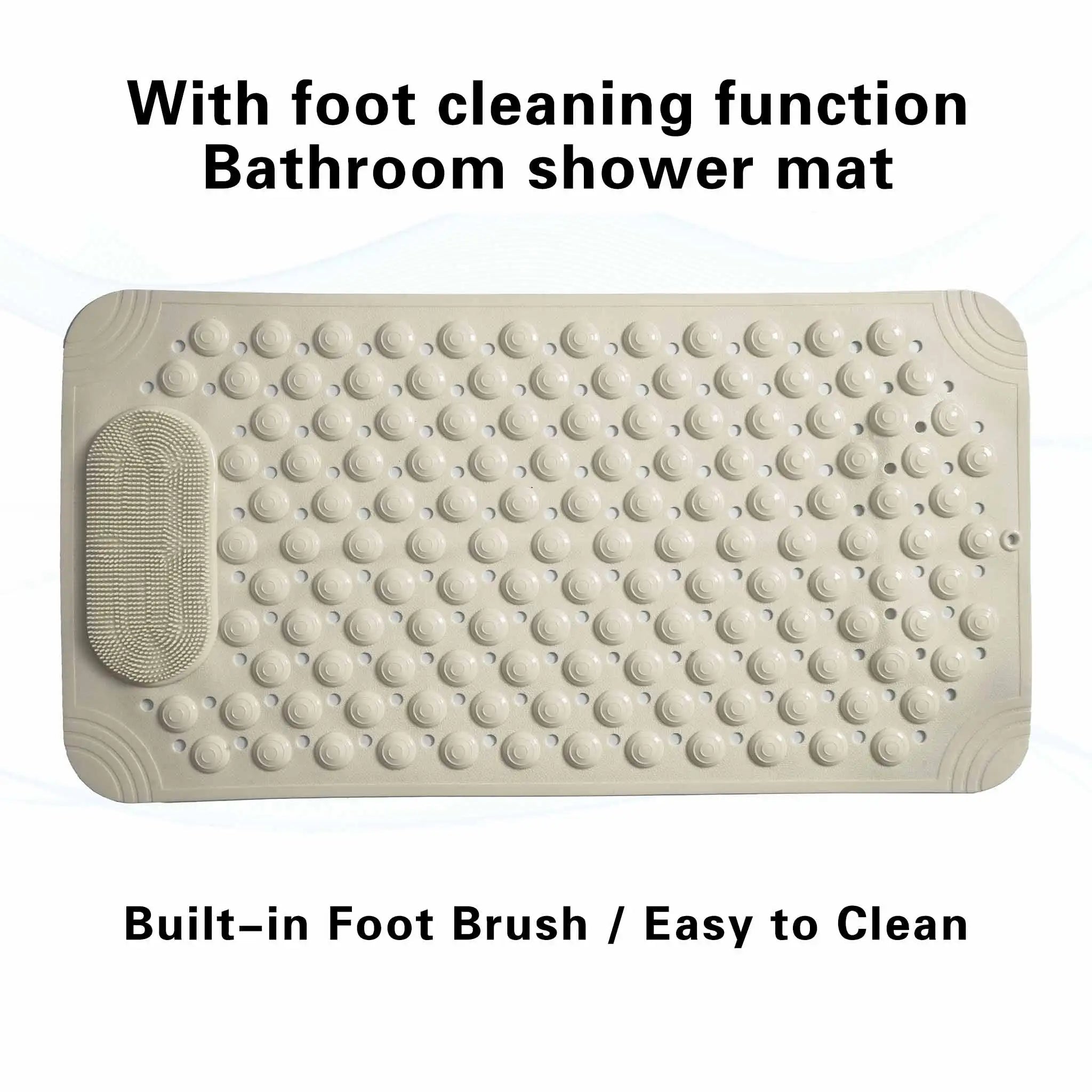 1pc non-slip shower mat. Drain holes and suction cups, foot massage.