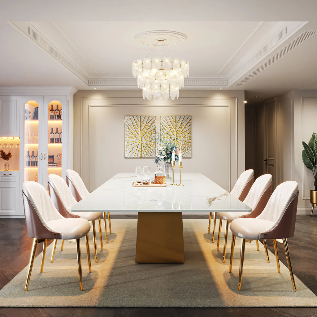 78.74" Sintered Stone Dining Table for 6-8, Modern Rectangle Dining Table