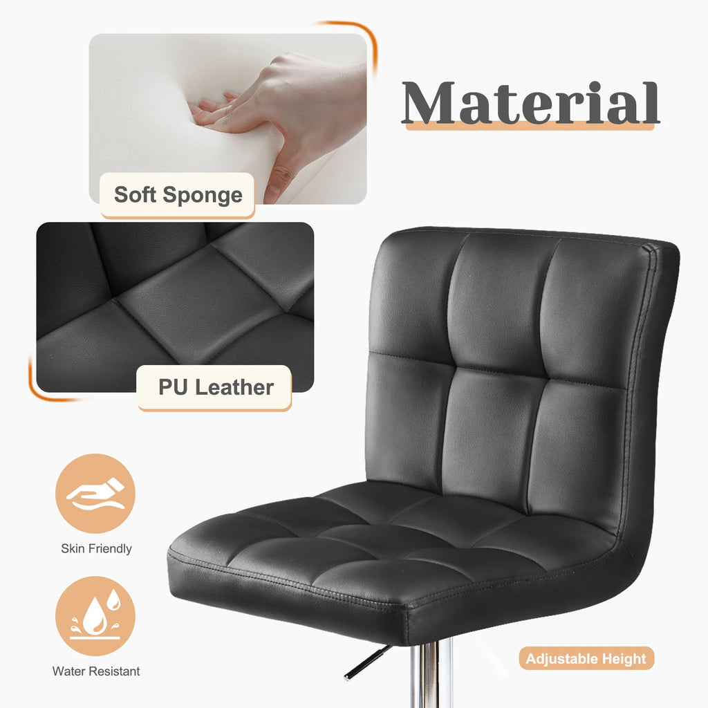 JHK PU Leather Bar Stools Set of 2,Upholstered Counter Height