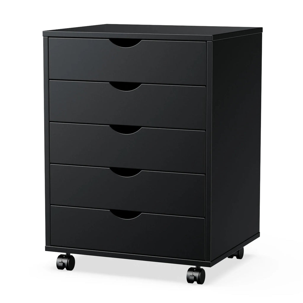 Wood Nightstand Cabinet 5 Drawers Waterproof Surface