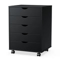 Wood Nightstand Cabinet 5 Drawers Waterproof Surface