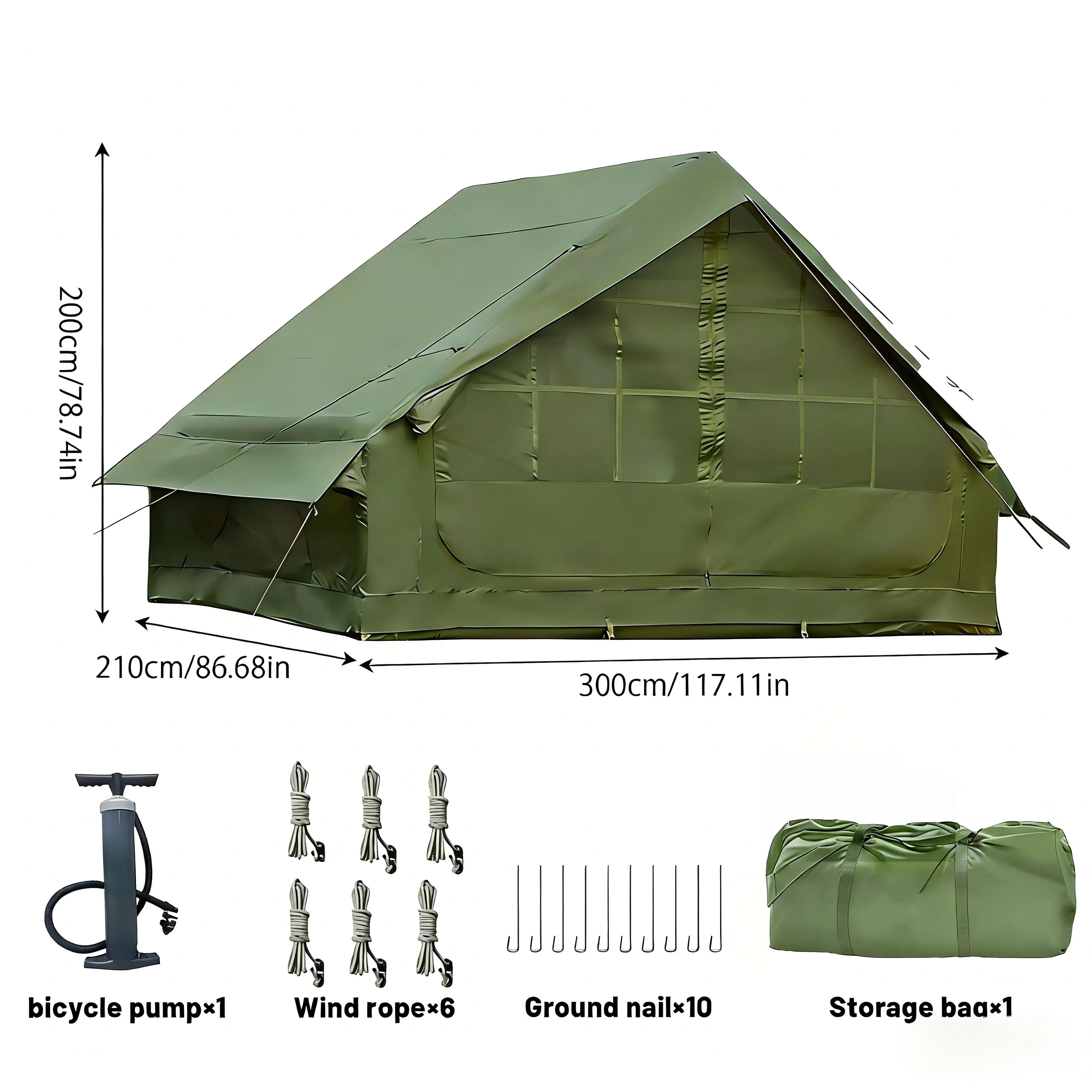 Inflatable Tent With Skylight, Quick Setup Blow Up Tents With Pump, 4-6 Peson