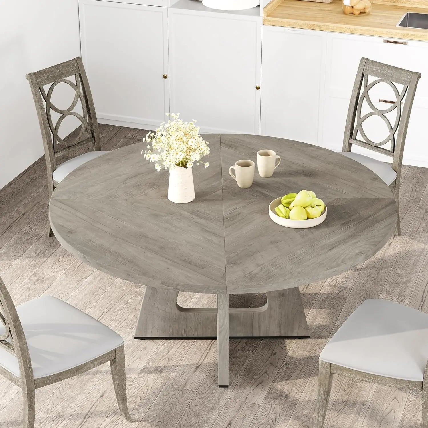 120 x 120 x 53 cm Round Dining Table for 4-6 People