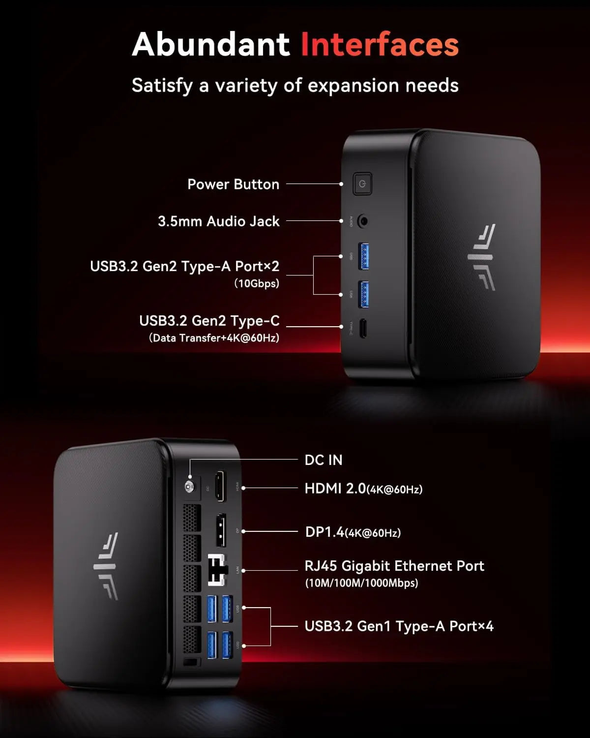 Mini Gaming PC AMD Ryzen 7 7730U 16GB RAM 512GB/1TB M.2 SSD Desktop Computer