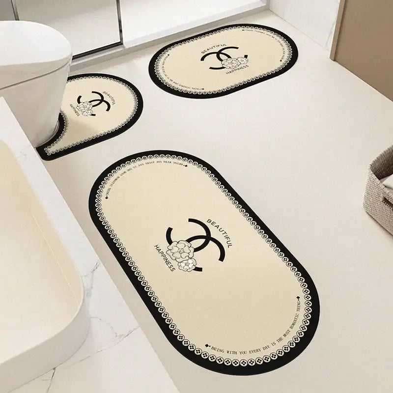 3pcs Bathroom Floor Mat Diatomite Toilet Floor Rug.