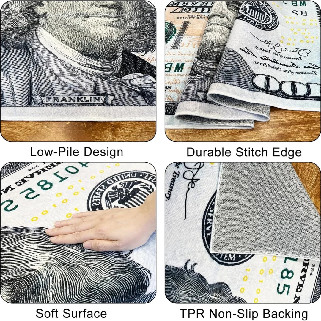 Money Rugs 100 Dollar Bill Runner Cool Area Rug for Living Room Kitchen Rug Laundry Runner Rug Bedroom Bathroom Mat