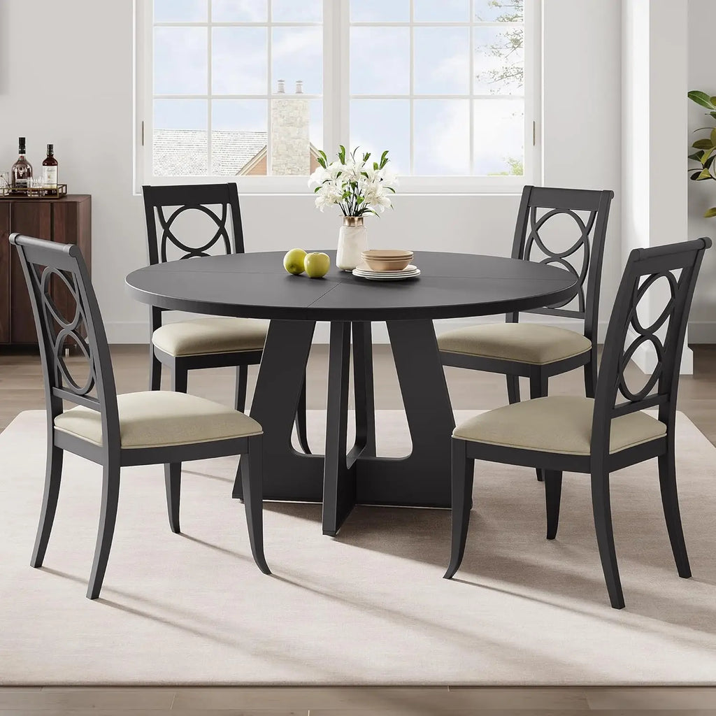 120 x 120 x 53 cm Round Dining Table for 4-6 People