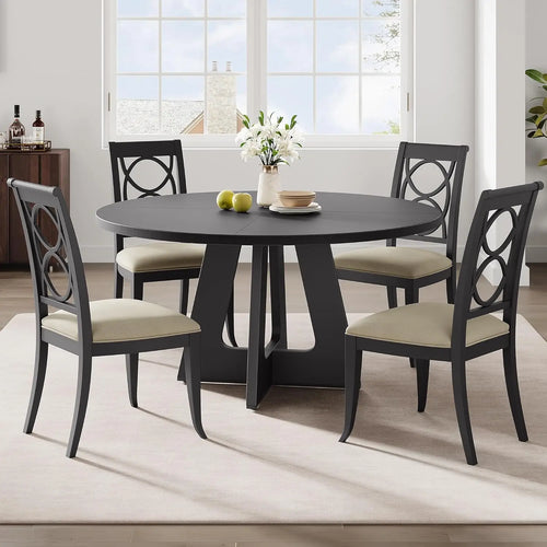 120 x 120 x 53 cm Round Dining Table for 4-6 People