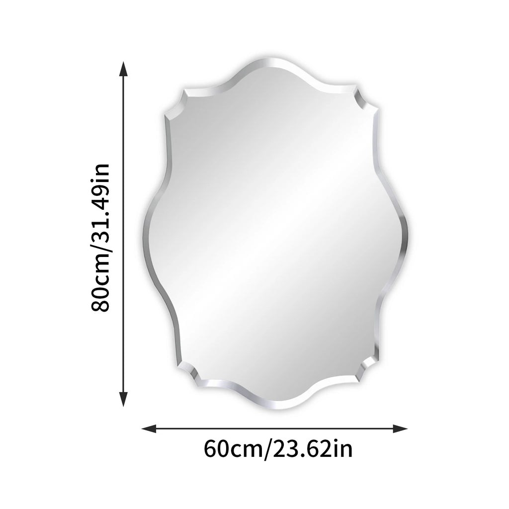 Wall Mirror Scalloped Frameless Beveled Edge Polished