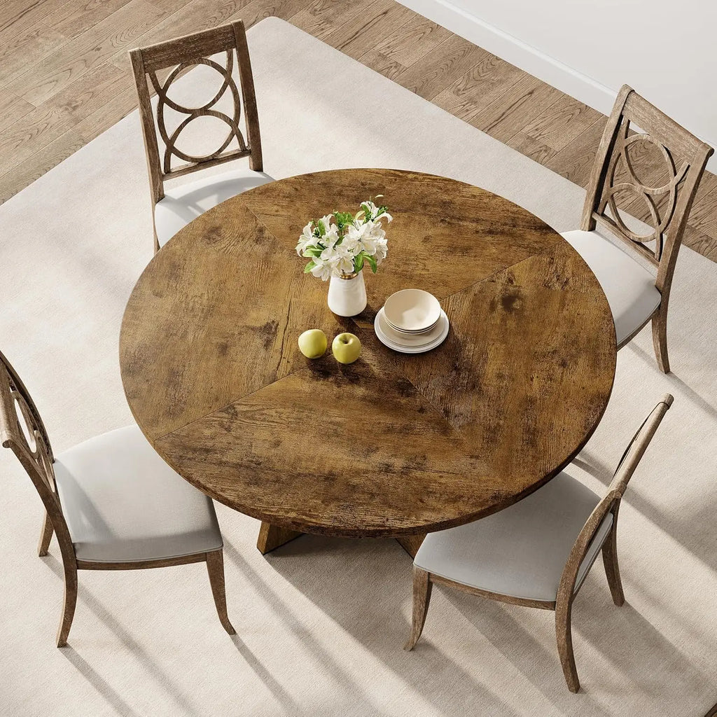 120 x 120 x 53 cm Round Dining Table for 4-6 People