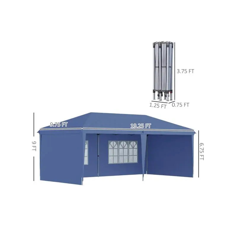 10'x20' Pop Up Canopy Party Tent with 4 Sidewalls, Blue, Outdoor Shelter,