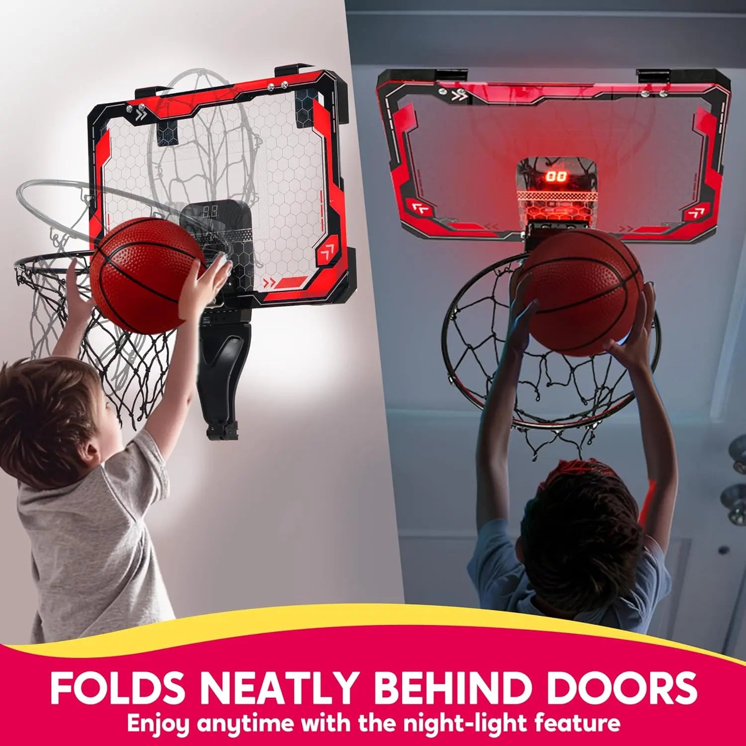 Indoor Light Up Basketball Hoop Over The Door.
