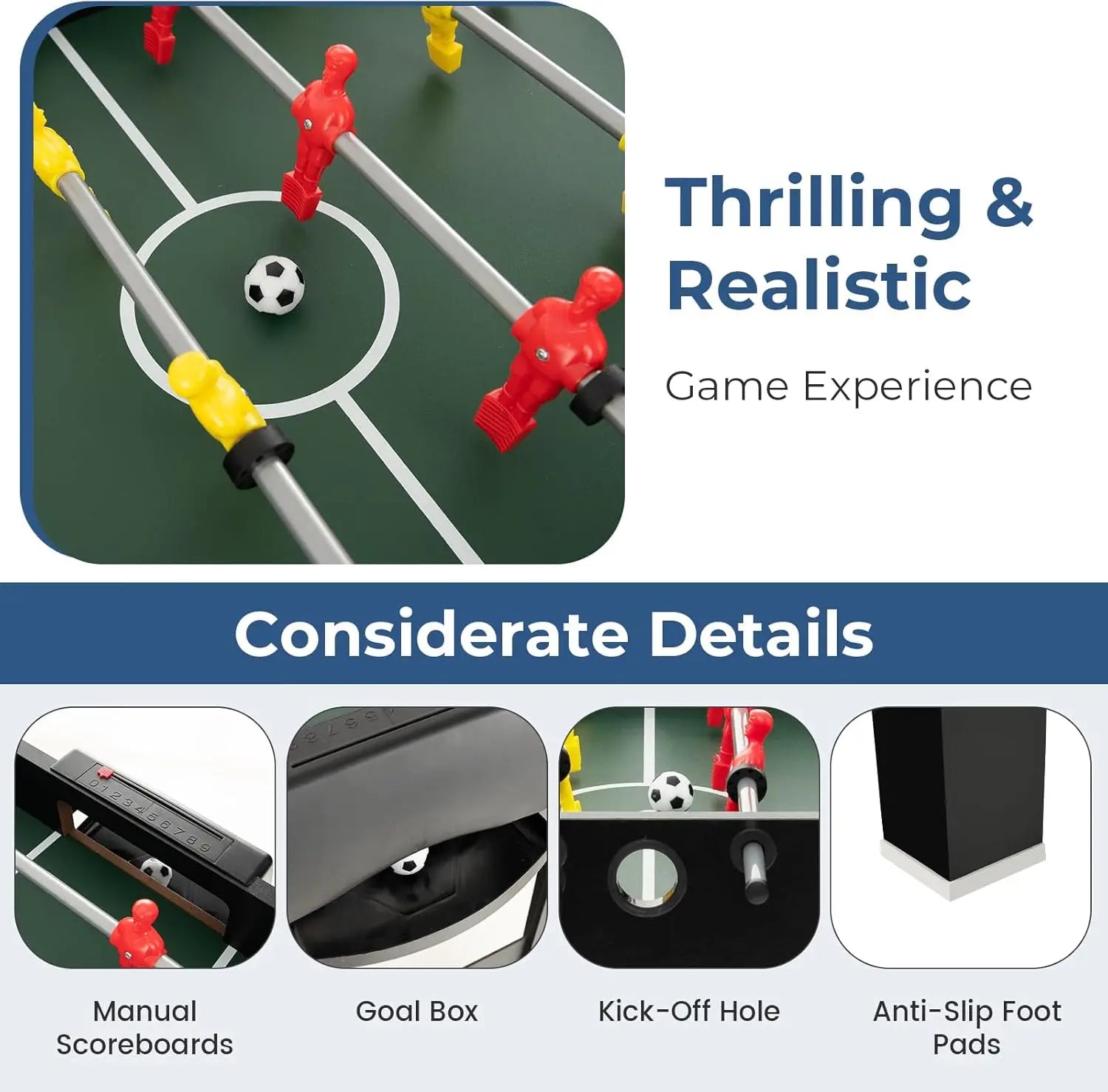4 in 1 49 inch Multi Game Table with Foosball, Pool Billiards, Air Hockey & Table