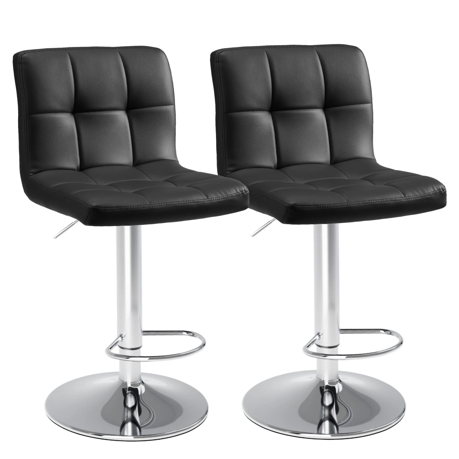 JHK PU Leather Bar Stools Set of 2,Upholstered Counter Height