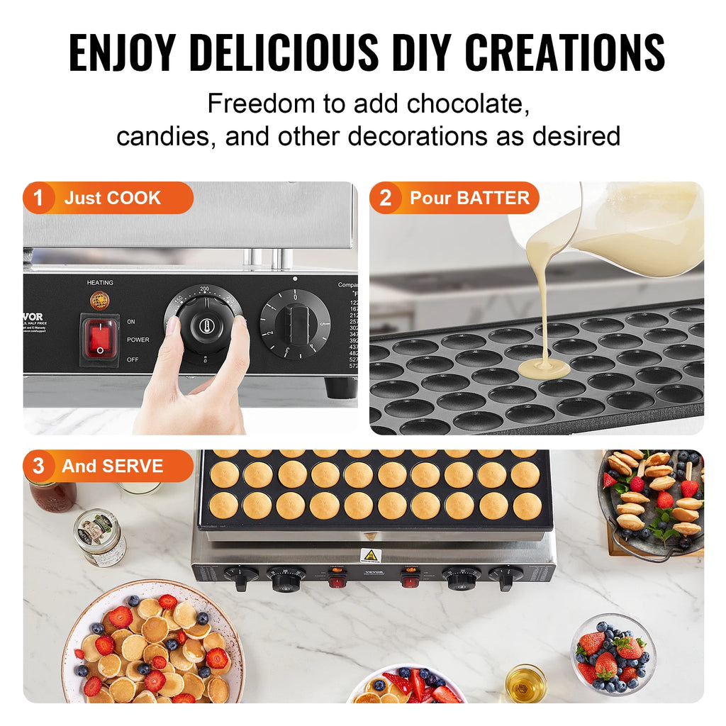 50Pcs Mini Dutch Pancake Maker, Dual Temp & Time Control